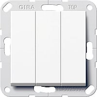 Gira System 55 wisselschakelaar 3-voudig kunststof, wit (RAL9010)
