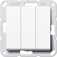 Gira System 55 kunststof drievoudig drukcontact, glanzend zuiver, wit