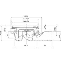 Aquaberg vloerput met 1 aansluiting, grijs, uitwendige buisdiameter 50mm, ho 78-93mm
