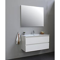 Sub Online badmeubelset met wastafel met 1 kraangat met spiegel (bxlxh) 100x46x55 cm, hoogglans wit / glans wit