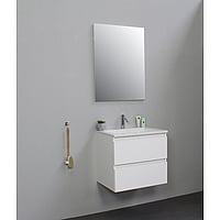 Sub Online badmeubelset met wastafel met 1 kraangat met spiegel (bxlxh) 60x46x55 cm, hoogglans wit / glans wit