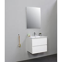 Sub Online badmeubelset met wastafel met 1 kraangat met spiegel (bxlxh) 60x46x55 cm, hoogglans wit / glans wit