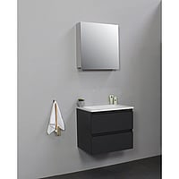 Sub Online badmeubelset met wastafel zonder kraangat met spiegelkast grijs (bxlxh) 60x46x55 cm, mat antraciet / glans wit