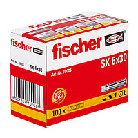Fischer SX nylon plug 6 x 30, 100 stuks, grijs