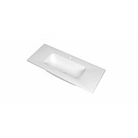 INK Reflekt polystone wastafel met afzetplateau aan beide zijdes, met 1 kraangat 100 x 40 x 1,5 cm, mat wit