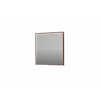 INK SP19 rechthoekige spiegel verzonken in kader met dimbare LED-verlichting, color changing, spiegelverwarming en schakelaar 80 x 4 x 80 cm, geborsteld koper