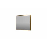 INK SP19 rechthoekige spiegel verzonken in kader met dimbare LED-verlichting, color changing, spiegelverwarming en schakelaar 90 x 4 x 80 cm, geborsteld mat goud