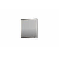 INK SP19 rechthoekige spiegel verzonken in kader met dimbare LED-verlichting, color changing, spiegelverwarming en schakelaar 80 x 4 x 80 cm, geborsteld metal black