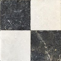 Kerabo Burdur dambord natuursteen vloer- en wandtegel van wit marmer en hardsteen 20 x 20 x 1 cm