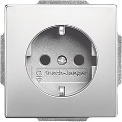 Busch-Jaeger Pure Stainless Steel wandcontactdoos met randaarde aanraakbeveiliging, edelstaal