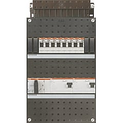 ABB Hafonorm HAD installatiekast, 3 fasen, 8 groepen achter 2 aardlekschakelaars(30mA), met 4 polen hoofdschakelaar, (hxbxd) 330x220x90mm