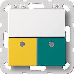 Gira 834 System 55 inbouw MIVA oproep/afstel unit, LED, 24Vdc, bediening geel/groen, zuiver, wit