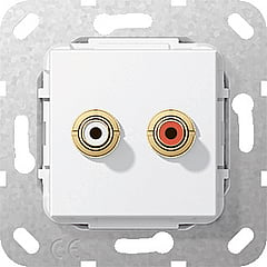 Gira thermoplast basiselement t.b.v. AUDIO Cinch, soldeer aansluiting, zuiver, wit (RAL9010)