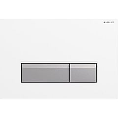 Geberit Sigma40 DuoFresh bedieningspaneel, kunststof, plaat alpien wit, knoppen geborsteld aluminium-kleurig