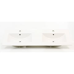 Sub 120 dubbele meubelwastafel met 2 kraangaten en overloop 18 x 120 x 45 cm, wit