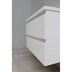 Sub Online badmeubelset met wastafel zonder kraangat met spiegelkast grijs (bxlxh) 80x46x55 cm, hoogglans wit / glans wit