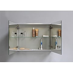 Sub Top spiegelkast met 2 deuren en spiegels aan de binnenzijde van de deuren 60 x 80 x 14 cm, zilver eiken