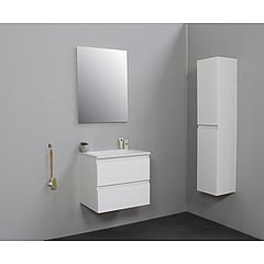 Sub Online badmeubelset met wastafel met wastafel zonder kraangat met spiegel (bxlxh) 60x46x55 cm, hoogglans wit / glans wit