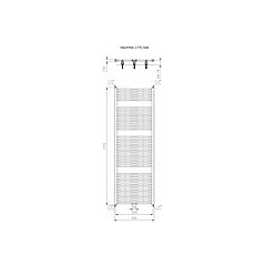 Plieger Palmyra handdoekradiator horizontaal middenaansluiting 1775x600mm 1019W mat zwart