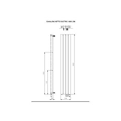 Plieger Cavalino Retto-EL II/Fischio elektrische radiator 180 x 29,8 x 5 cm, 800W, mat zwart