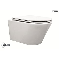 Sub Vesta rimless complete hangend toiletset diepspoel met Flatline 2.0-zitting, wit