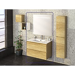 Xellanz Exellence Sephia badmeubelset met 2 softclose lades, keramieke wastafel en spiegel 46 x 80 x 60 cm, nature