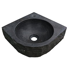 Wiesbaden B-stone hoekfontein hamerslag 30x30x10 cm met kraangat midden, zwart