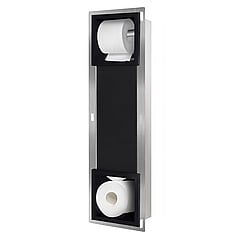 Sub inbouw toiletrolhouder in combinatie met reserverolhouder 74 x 20,8 x 14,8 cm, mat zwart