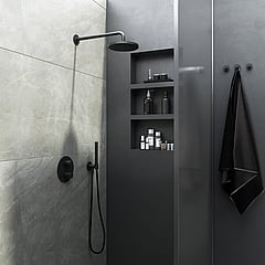 Hotbath Cobber complete thermostatische douche-inbouwset met 2-weg-omstel, mat zwart
