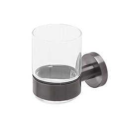 Geesa Nemox glashouder met glas 6,6 x 10,2 x 9,8 cm, zwart metaal geborsteld