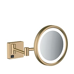 hansgrohe AddStoris make-up spiegel met LED-verlichting en schakelaar 3x vergrotend 21,7 cm, geborsteld brons