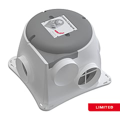 Zehnder ComfoFan Silent Limited mechanische ventilatiebox met ingebouwde vochtsensor, RF-ontvanger met randaarde 38,6 x 38,6 x 28,1 cm, grijs