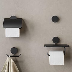 Geesa Opal toiletrolhouder met planchet, zwart