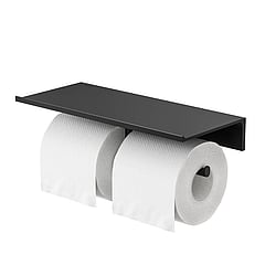 Geesa Leev planchet 28 cm met toiletrolhouder dubbel zonder klep, zwart