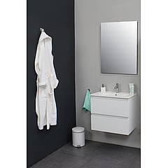 Sub Online flatpack onderkast met porseleinen wastafel 1 kraangat met spiegel 60x55x46cm, hoogglans wit