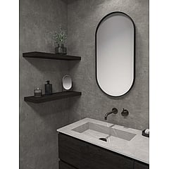 INK SP20 ovale spiegel verzonken in stalen kader 80 x 40 x 4 cm, mat zwart
