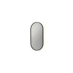 INK SP21 ovale spiegel verzonken in stalen kader met indirecte LED-verlichting, verwarming, colour-changing en sensorschakelaar 80 x 40 x 4 cm, mat zwart