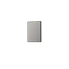INK SP19 rechthoekige spiegel verzonken in kader met dimbare LED-verlichting, color changing, spiegelverwarming en schakelaar 60 x 4 x 80 cm, mat zwart
