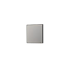 INK SP19 rechthoekige spiegel verzonken in kader met dimbare LED-verlichting, color changing, spiegelverwarming en schakelaar 80 x 4 x 80 cm, mat zwart