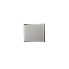 INK SP19 rechthoekige spiegel verzonken in kader met dimbare LED-verlichting, color changing, spiegelverwarming en schakelaar 120 x 4 x 80 cm, mat zwart