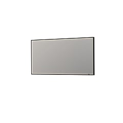 INK SP19 rechthoekige spiegel verzonken in kader met dimbare LED-verlichting, color changing, spiegelverwarming en schakelaar 160 x 4 x 80 cm, mat zwart