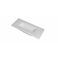 INK Reflekt polystone wastafel met afzetplateau aan beide zijdes, zonder kraangat 100 x 40 x 1,5 cm, glanzend wit