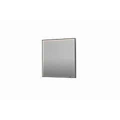 INK SP19 rechthoekige spiegel verzonken in kader met dimbare LED-verlichting, color changing, spiegelverwarming en schakelaar 80 x 4 x 80 cm, geborsteld rvs