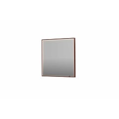 INK SP19 rechthoekige spiegel verzonken in kader met dimbare LED-verlichting, color changing, spiegelverwarming en schakelaar 80 x 4 x 80 cm, geborsteld koper