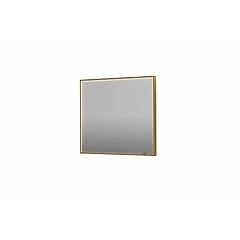 INK SP19 rechthoekige spiegel verzonken in kader met dimbare LED-verlichting, color changing, spiegelverwarming en schakelaar 90 x 4 x 80 cm, geborsteld mat goud