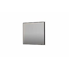 INK SP19 rechthoekige spiegel verzonken in kader met dimbare LED-verlichting, color changing, spiegelverwarming en schakelaar 90 x 4 x 80 cm, geborsteld metal black
