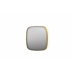 INK SP30 contour spiegel in stalen kader met dimbare indirecte LED-verlichting, spiegelverwarming, color changing en schakelaar 100 x 4 x 100 cm, geborsteld mat goud