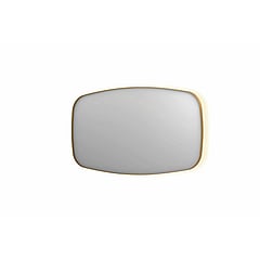 INK SP30 contour spiegel in stalen kader met dimbare indirecte LED-verlichting, spiegelverwarming, color changing en schakelaar 140 x 4 x 80 cm, geborsteld mat goud