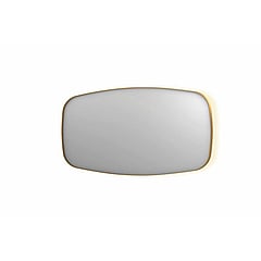 INK SP30 contour spiegel in stalen kader met dimbare indirecte LED-verlichting, spiegelverwarming, color changing en schakelaar 160 x 4 x 80 cm, geborsteld mat goud