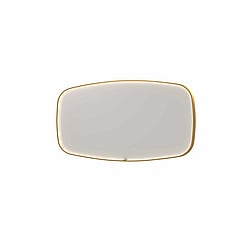 INK SP31 contour spiegel in stalen kader met dimbare directe LED-verlichting, spiegelverwarming, color changing en schakelaar 160 x 4 x 80 cm, geborsteld mat goud